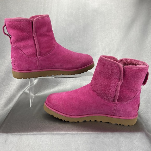 UGG Cory II Boots Womens 6.5 Pink Suede Sheepskin Fur Ankle Booties Fall Fashion - Picture 7 of 14